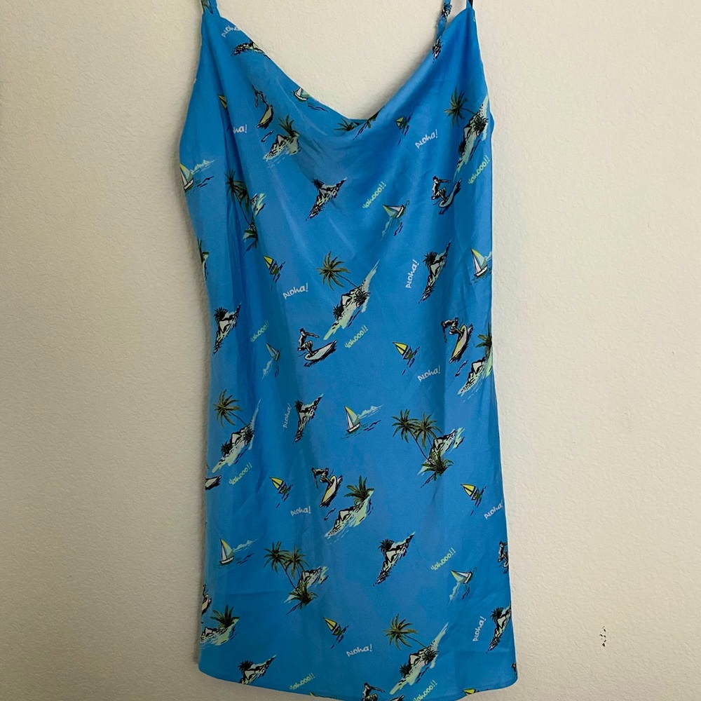 Surfer Satin Cowl Neck Short Summer Dress